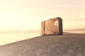 Lonely suitcase is waiting to go to the new adventure