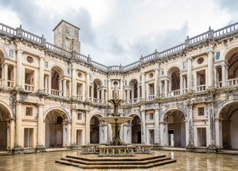 Fototapeta na wymiar Courtyard of Monastery Convent of Christ in Tomar ,Portugal