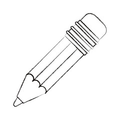 sketch blurred silhouette image pencil with eraser vector illustration