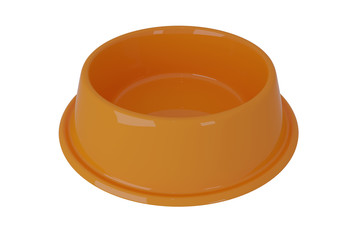 3D rendering of a orange dog bowl on white