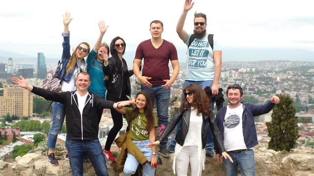 a group of travelers on the lookout in Tbilisi Georgia