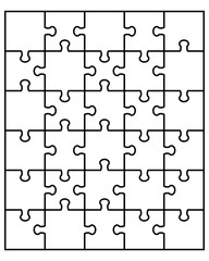 Vector illustration of white puzzle, separate parts