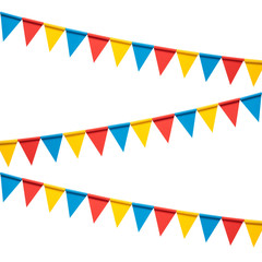 Obraz premium Colorful paper bunting party flags isolated on white background