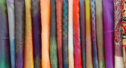 handmade fabric of different colors, traditional Uzbek