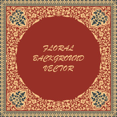 Victorian floral paisley medallion ornamental rug vector. Ethnic towel frame. Vintage flower tile. Textile, greeting business card, coloring book, phone case print