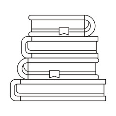 sketch silhouette of stack collection of books with bookmark vector illustration