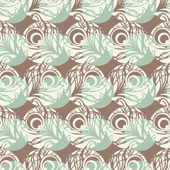 Polka dot seamless pattern. Feathers motif. Vector illustration. Textile rapport.
