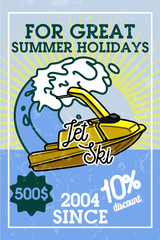Color vintage jet ski banner