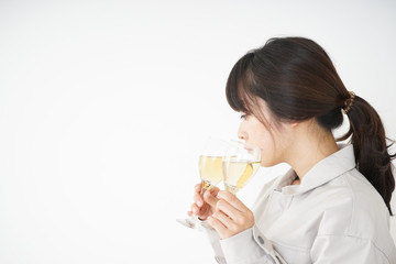 Young blender with glass