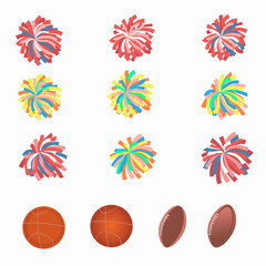 Set of multicolored pom-poms. - obrazy, fototapety, plakaty