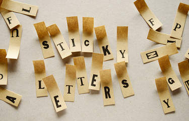 sticky letters - word in sticky letters