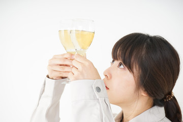 Young blender with glass