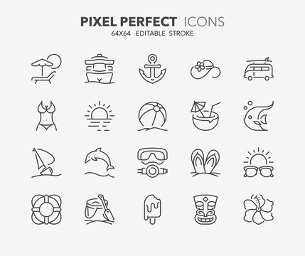 summer thin line icons 2