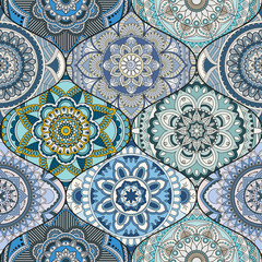 Patchwork pattern. Vintage decorative elements. Hand drawn background. Islam, Arabic, Indian, ottoman motifs. Perfect for printing on fabric or paper.