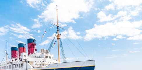 Giant passenger Steam Boat with blue sky copy space © junce11