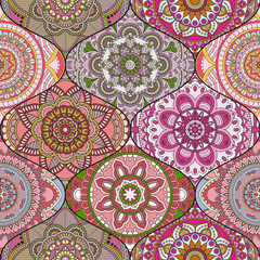 Patchwork pattern. Vintage decorative elements. Hand drawn background. Islam, Arabic, Indian, ottoman motifs. Perfect for printing on fabric or paper.