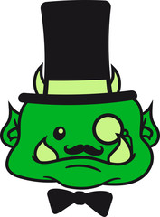 gesicht sir herr gentlemen zylinder hut stock fliege anzug monokel brille reich mann süß niedlich mustache schnurrbart oger ork troll lustig monster klein frech comic cartoon