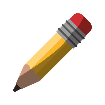 realistic colorful shading image of pencil with eraser vector illustration