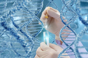 DNA research with a sample.