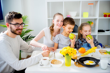 Family having breakfast