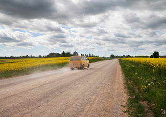 Road between fields.