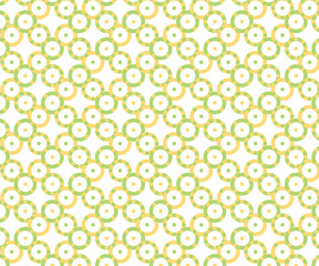 A seamless pattern of a light circle ornament with green and yellow colors