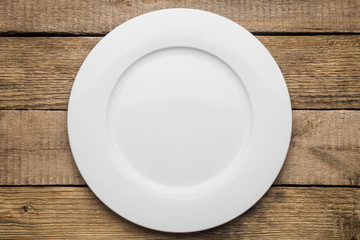 empty plate on a wooden background
