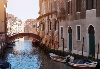 Venice, Italy - scenic view of venetian canal