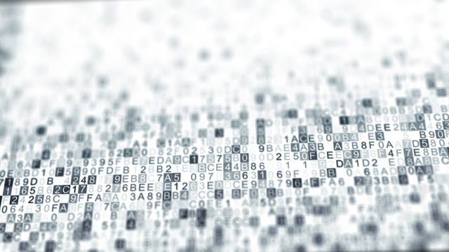 Digital data hex code symbols with DOF