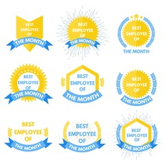 Employee of the month label. Vector illustration.