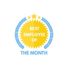 Employee of the month label. Vector illustration.
