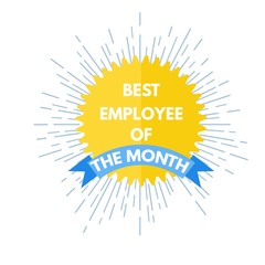Employee of the month label. Vector illustration.