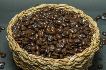 Coffee beans on basket