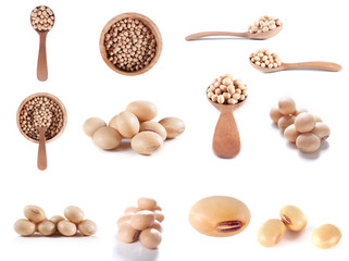 soy beans close up isolated on white background