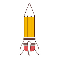 silhouette color sections of pencil in rocket form vector illustration