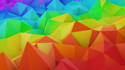 Colorful low poly shape 3D render