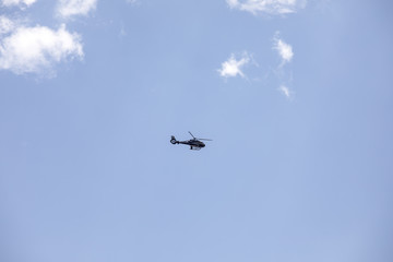 Helicopter with blue sky