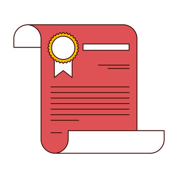 recommend clip art: silhouette color sections of certificate document paper page with stamp vector illustration