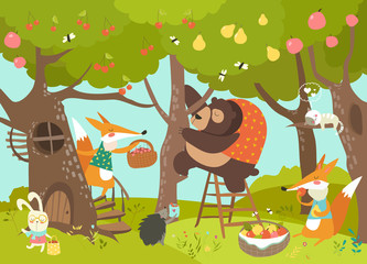 Cute animals harvesting