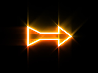 Glowing arrow on black background. Digital illustration.