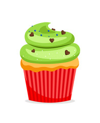 Sweet cupcake with green frosting