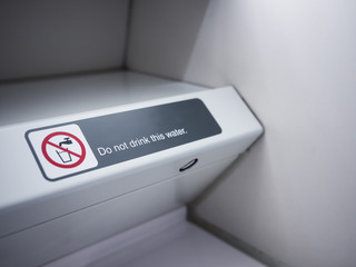 Do not drink Warning Signage in Aircraft Toilet