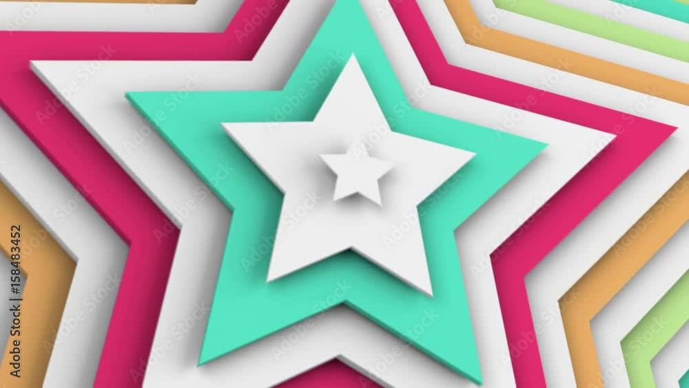 Poster multicolor stars. abstract 3d render smooth animation with motion blur seamless loop 4k uhd (3840x21