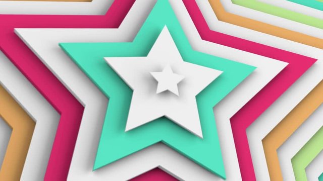 Multicolor stars. Abstract 3D render smooth animation with motion blur seamless loop 4k UHD (3840x2160) 
