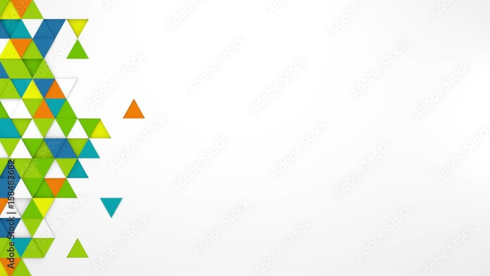 Poster colorful triangles and free space. abstract geometric background. 3d render seamless loop smooth ani