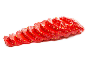 Sliced strawberry on white background