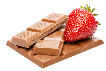 Strawberries and chocolate bar