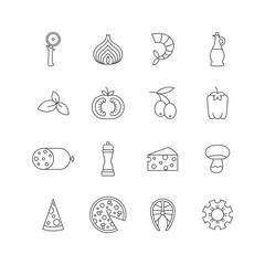 set of minimalistic pizza icons