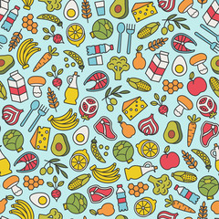 seamless pattern with healthy food design elements