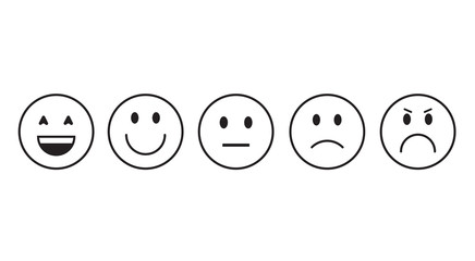 Smiling Cartoon Face Positive People Emotion Icon Set Vector Illustration